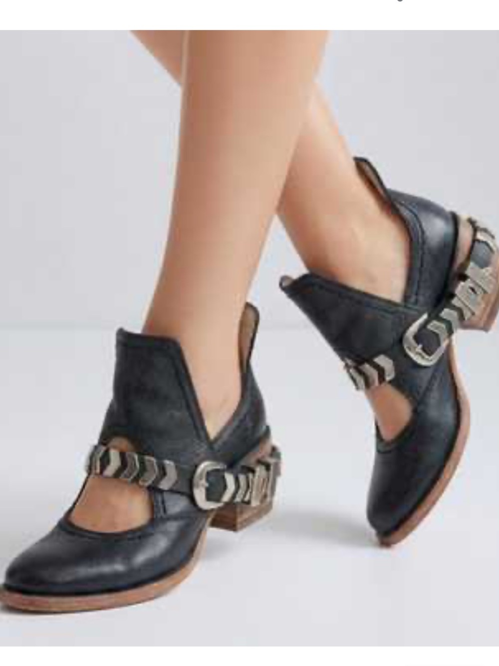 Freebird by Steven Blade Black Cutout Ankle Boots With Decorative Buckle